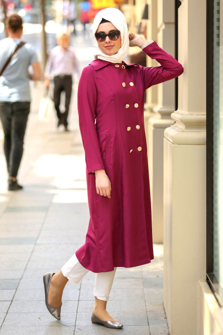 Fuchsia Hijab Coat 52090F