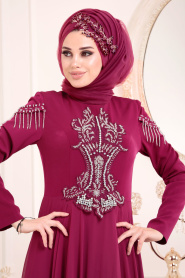 Fuchsia Hijab Evening Dress 20501F - Thumbnail