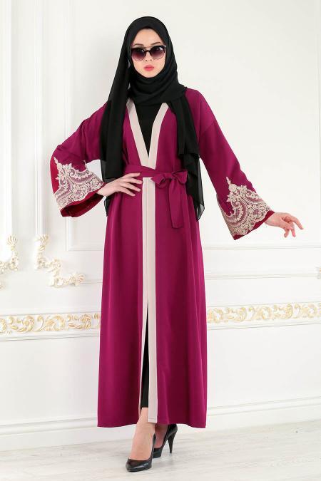 Fuchsia - Nayla Collection - Abaya Décontracté 4756F - 2