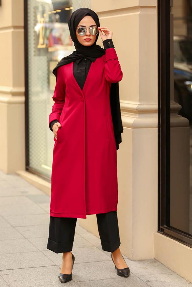 Fuchsia-Nayla Collection - Manteau Hijab 40230F - 1