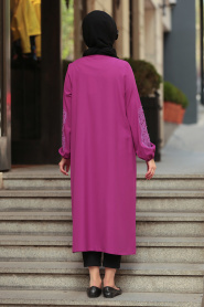 Fuchsia-Nayla Collection - Manteau Hijab -Chale 40340F - Thumbnail