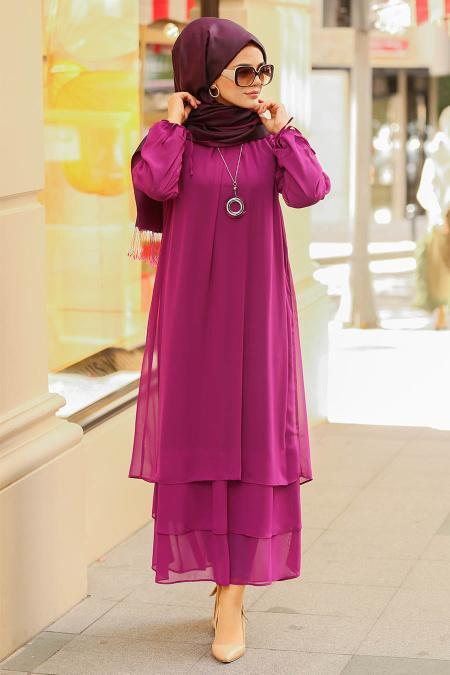 Fuchsia - Nayla Collection - Robe Hijab 3167F - 1