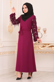 Fuchsia- Nayla Collection - Robe Hijab 40640F - Thumbnail