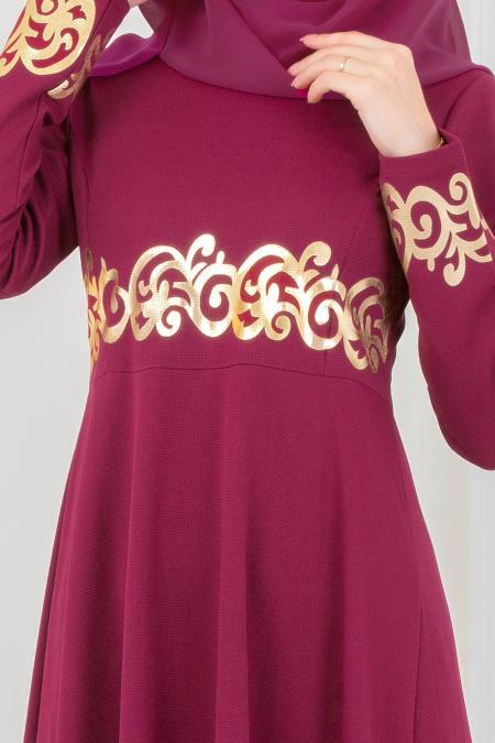 Fuchsia- Nayla Collection - Robe Hijab 79550F - 2