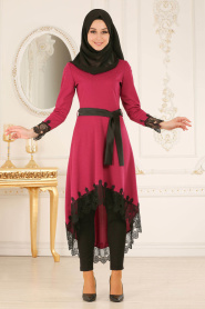 Fuchsia- Nayla Collection - Tunique Hijab 40490F - Thumbnail