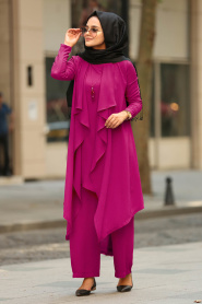 Fuchsia - New Kenza - Combination Hijab 51131F - Thumbnail