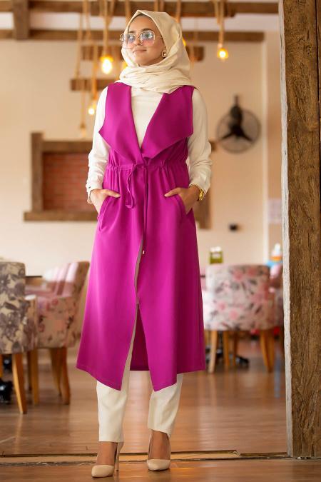 Fuchsia - New Kenza - Gilet Hijab 4974F - 2