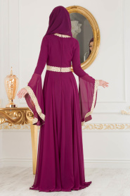 Fuchsia - Tesettürlü Abiye Elbise - Robe de Soirée Hijab 2027F - Thumbnail