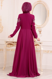 Fuchsia - Tesettürlü Abiye Elbise - Robes de Soirée 20501F - Thumbnail