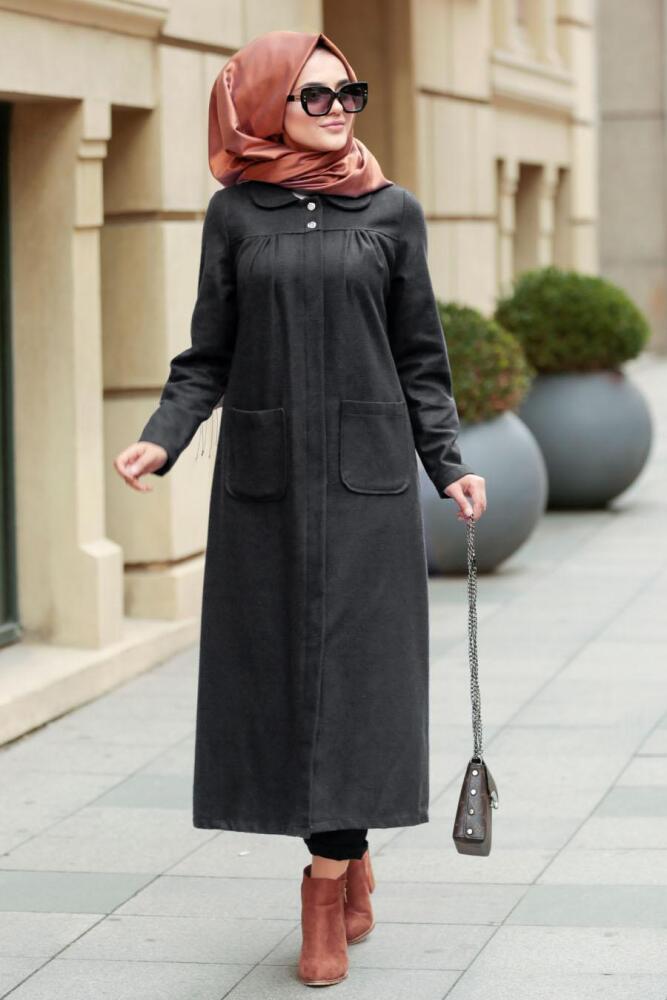 Fumé-Nayla Collection - Manteau Hijab 2445FU - 1