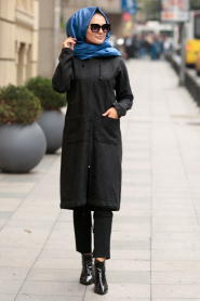 Fumé-Nayla Collection - Manteau Hijab 2484FU - Thumbnail