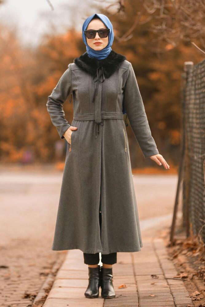 Fumé - Nayla Collection - Manteau Hijab 40261FU - 1