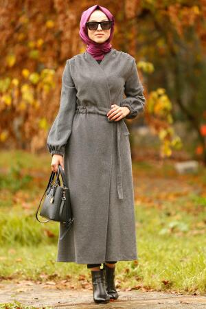 Fumé-Nayla Collection - Manteau Hijab 5409FU - 1