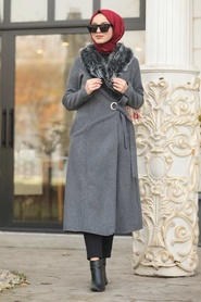 Fumé - Neva Style - Manteau Hijab - 5098FU - Thumbnail