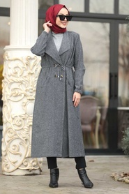 Fumé - Neva Style - Manteau Hijab - 55005FU - Thumbnail