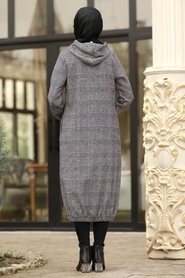 Fumé - Neva Style - Manteau Hijab - 55070FU - Thumbnail
