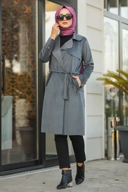 Fumé-Neva Style - Manteau Hijab-60370FU - Thumbnail