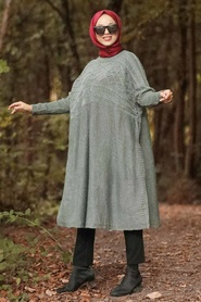 Fumé -Neva Style - Poncho en tricot hijab -6741FU - Thumbnail