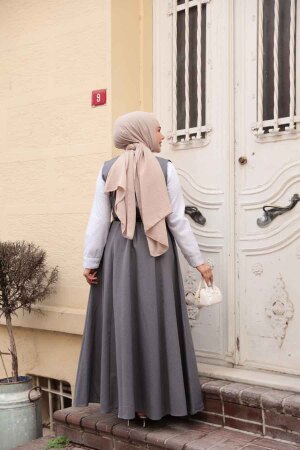 Füme Tesettür Jile Elbise 30284FU - 3