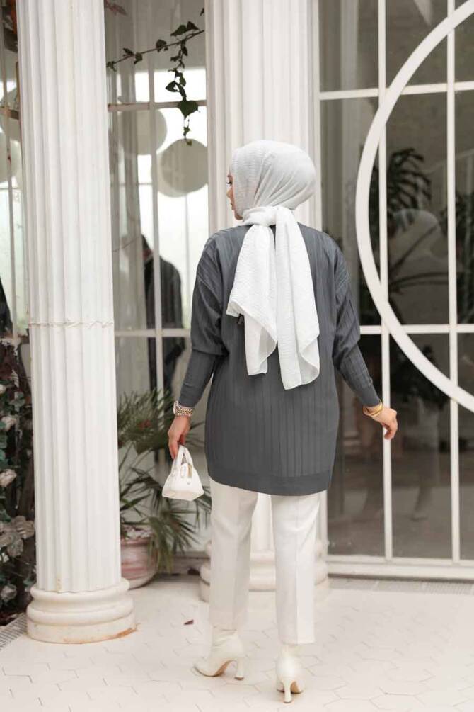 Füme Tesettür Triko Kazak Tunik 17210FU - 3