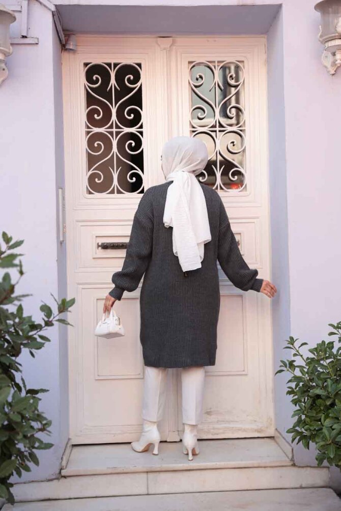 Füme Tesettür Triko Kazak Tunik 27501FU - 4