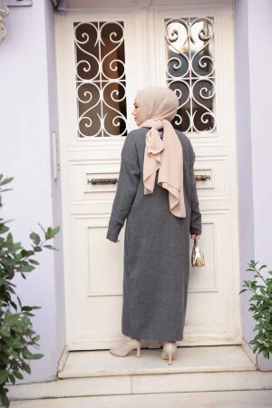 Füme Triko Tesettür Elbise 27504FU - 4