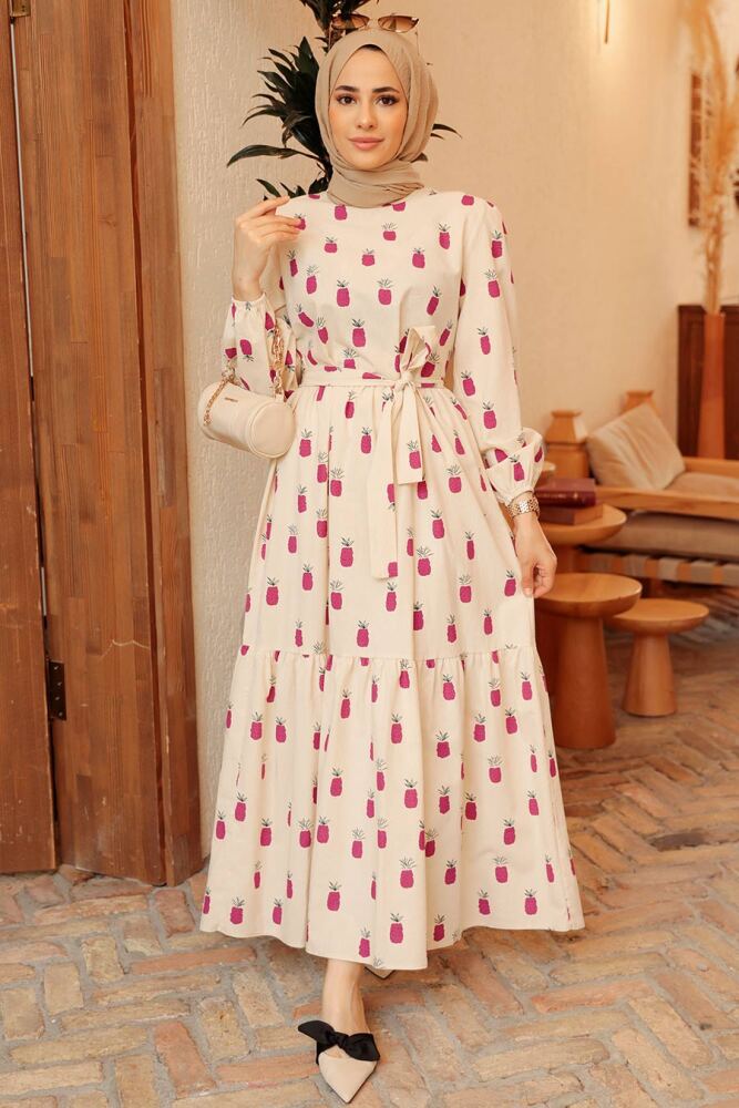 Fushia Hijab Dress 2319F - 1