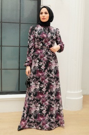 Fushia Hijab Dress 279014F - Thumbnail