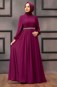 Neva Style - Elegant Fushia Muslim Fashion Wedding Dress 22040F - Thumbnail