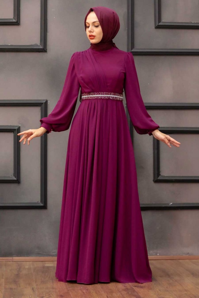 Neva Style - Elegant Fushia Muslim Fashion Wedding Dress 22040F - 3