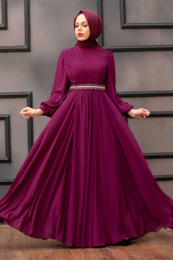 Neva Style - Elegant Fushia Muslim Fashion Wedding Dress 22040F - 1