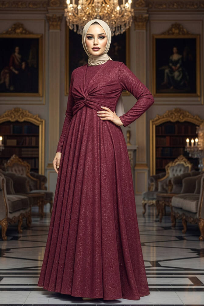 Neva Style - Plus Size Fushia Islamic Clothing Evening Dress 5397F - 1
