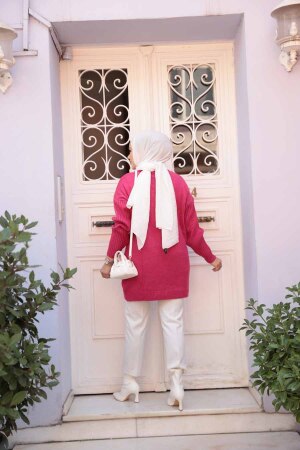 Fuşya Tesettür Triko Kazak Tunik 7852F - 4