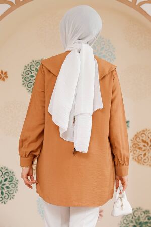Gemici Yaka Camel Tesettür Gömlek 70951C - 3