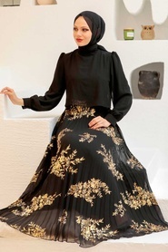 Gold Hijab Dress 3296GOLD - Thumbnail