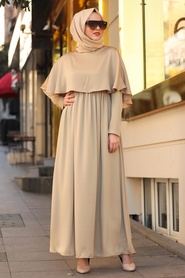 Gold Hijab Dress 4140GOLD - Thumbnail