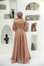 Gold Hijab Evening Dress 22310GOLD - Thumbnail