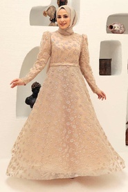 Neva Style - Elegant Gold Muslim Bridal Dress 2238GOLD - Thumbnail