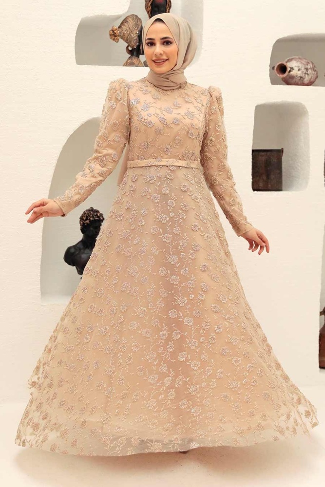 Neva Style - Elegant Gold Muslim Bridal Dress 2238GOLD - 1