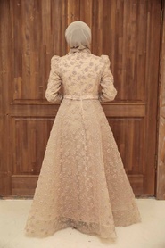 Neva Style - Elegant Gold Muslim Bridal Dress 2238GOLD - Thumbnail