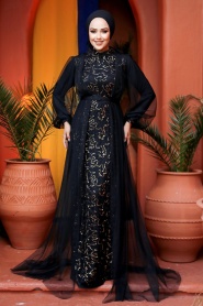 Neva Style - Luxorious Gold Islamic Evening Gown 5383GOLD - Thumbnail