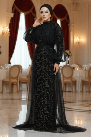 Neva Style - Gold Turkish Hijab Prom Dress 54410GOLD - 1