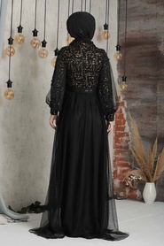 Neva Style - Gold Turkish Hijab Prom Dress 54410GOLD - Thumbnail