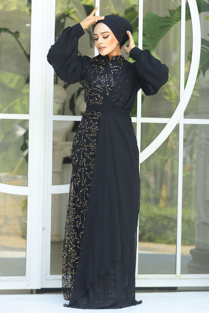 Neva Style - Elegant Gold Islamic Clothing Prom Dress 5516GOLD - 3