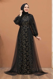 Neva Style - Stylish Gold Islamic Prom Dress 55190GOLD - Thumbnail