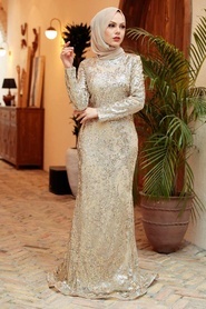 Neva Style - Elegant Gold Modest Evening Dress 951GOLD - Thumbnail