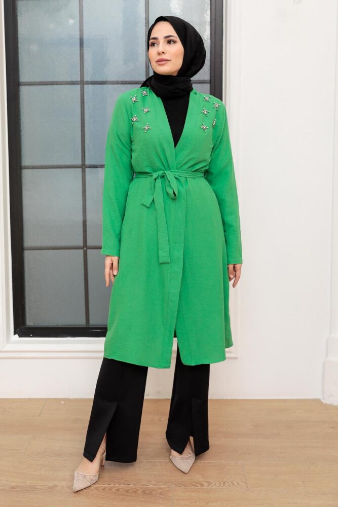 Green Hijab Coat 10860Y - 1
