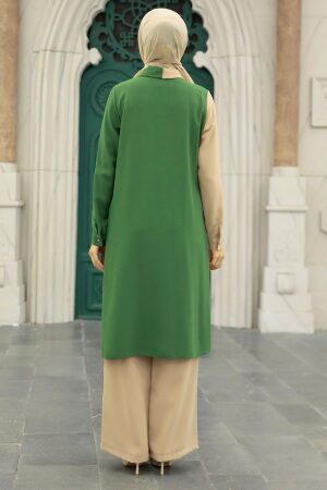 Green Hijab Double Suit 52331Y - Thumbnail