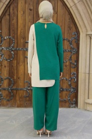 Green Hijab Double Suit 5235Y - Thumbnail