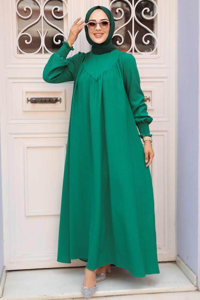 Green Hijab Dress 23211Y - 2